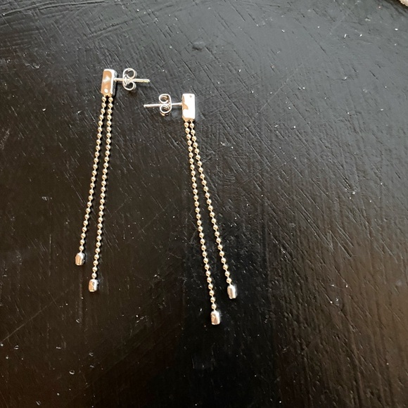 Gorjana Hammered-Bar, Double Chain, Drop Earrings, Sterling Silver, NEW - Picture 8 of 11